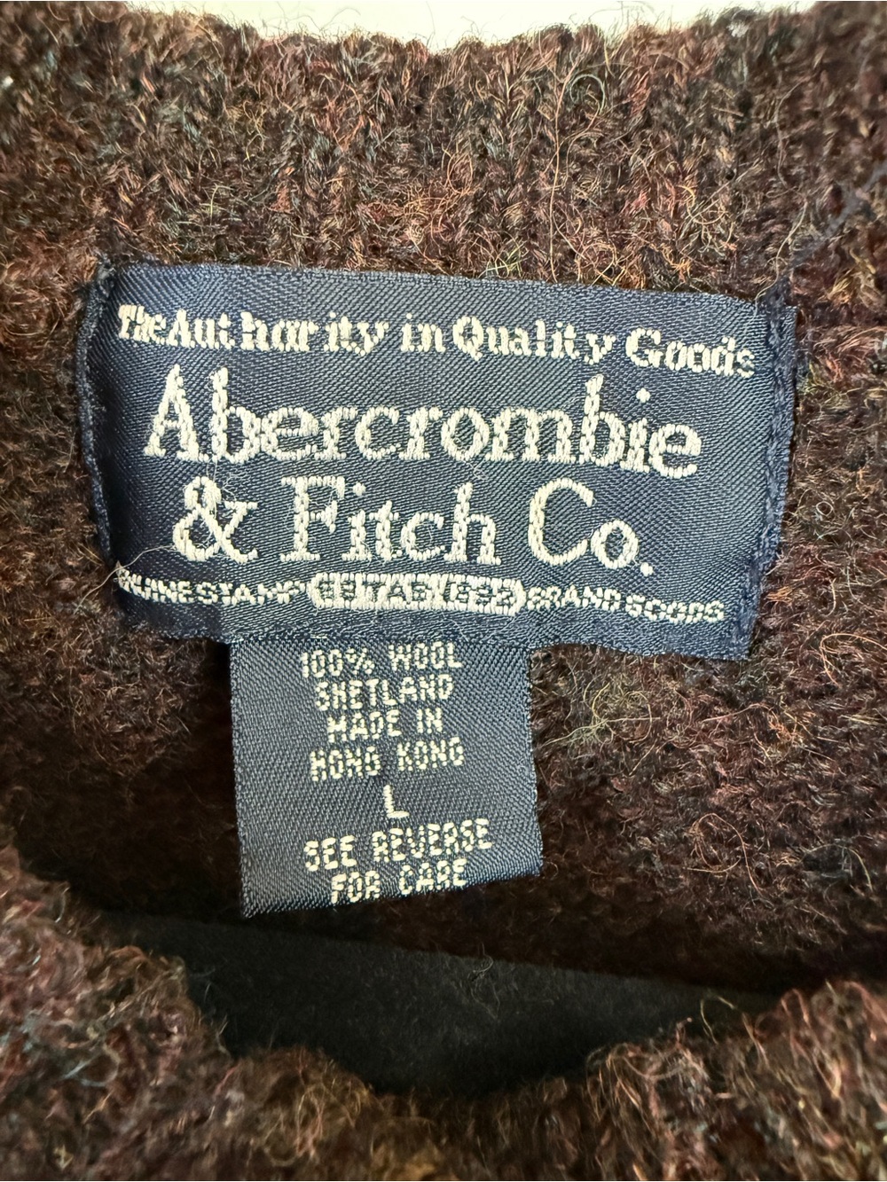 Abercrombie Wool Cardigan Brown Y2K Large - Picture 2 of 5